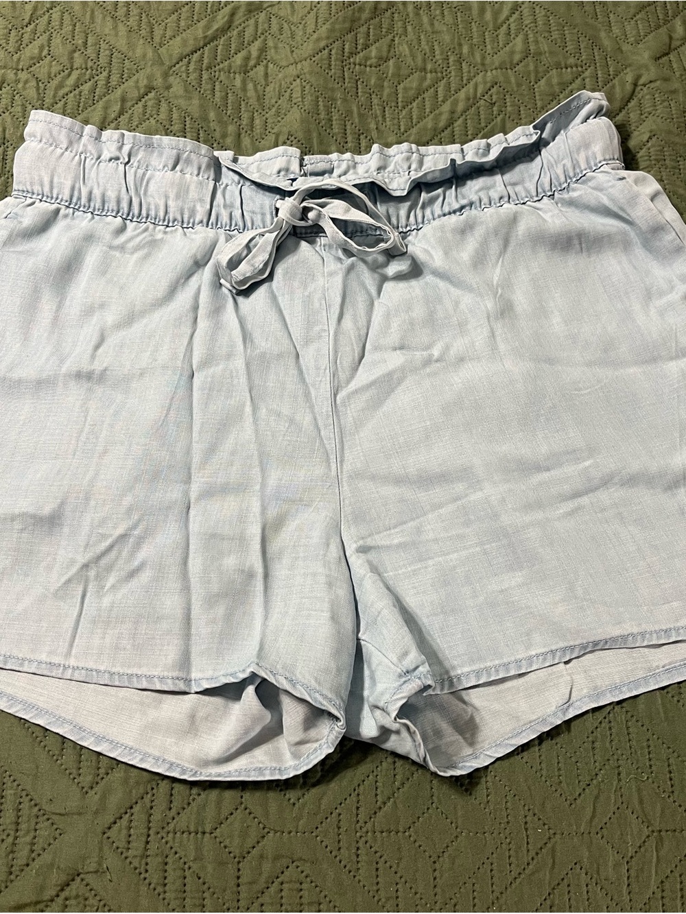Arizona Jeans Light Blue Paper Bag Waist Tie Up Shorts